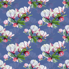 Seamless pattern of flowers magnolia