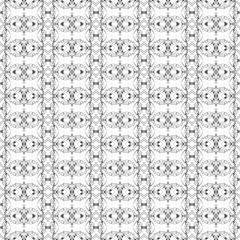 Vector Seamless Black And White Line Art Geometric Doodle Pattern Abstract Background