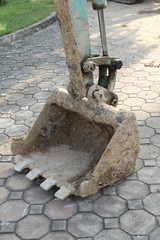 Excavator doing work in construction site.