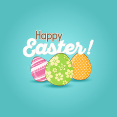 Fototapeta na wymiar Easter Greeting Card with Colorful Easter Eggs