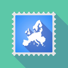 Long shadow mail stamp icon with  a map of Europe
