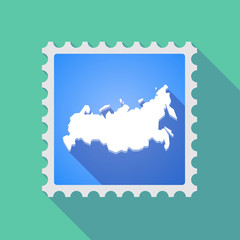 Obraz premium Long shadow mail stamp icon with a map of Russia