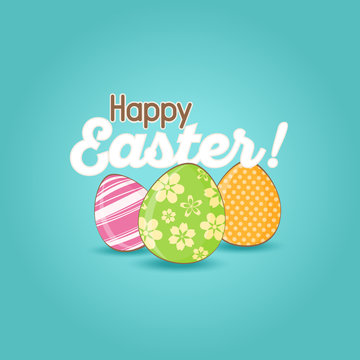 Easter Greeting Card with Colorful Easter Eggs