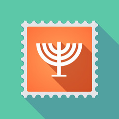 Long shadow mail stamp icon with a chandelier