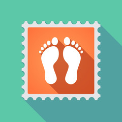 Long shadow mail stamp icon with two footprints