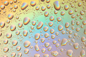 close-up of water drops on gradient color background. bubbles abstract background