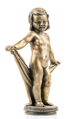 Fototapeta na wymiar Wax figure of a small girl isolated on white