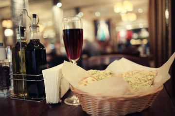 Italian restaurant serving table background