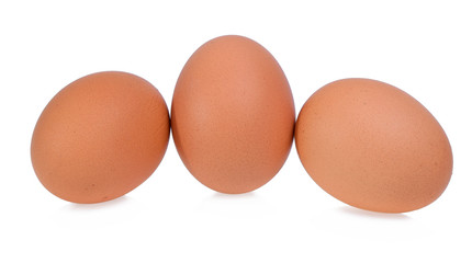 Fresh chicken eggs isolated on white background.