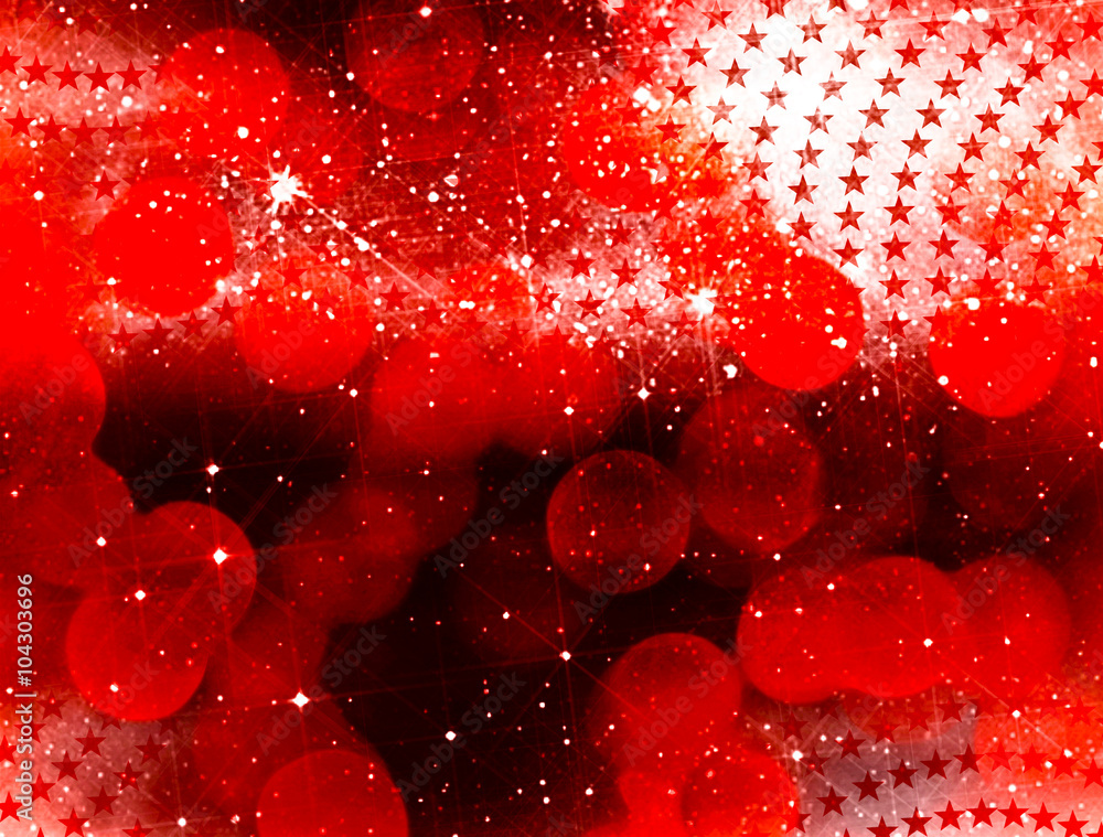 Poster grungy red festive bokeh and stars party abstract background
