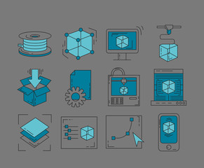 Icons set - vector icons in linear style