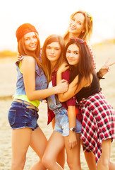 Friends have fun together outdoors