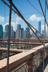Fototapeta premium Szczegóły historycznego Brooklyn Bridge w Nowym Jorku
