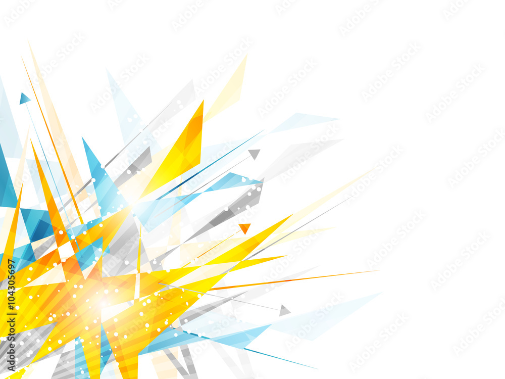 Poster abstract vector background with irregular polygon pattern and arrows.