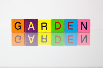 Garden - an inscription from children's  blocks