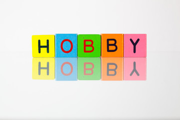 Hobby - an inscription from children's blocks
