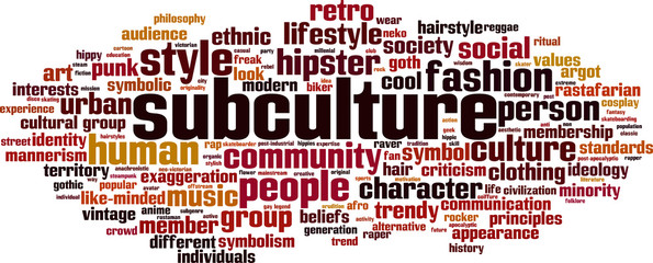 Subculture word cloud concept. Vector illustration