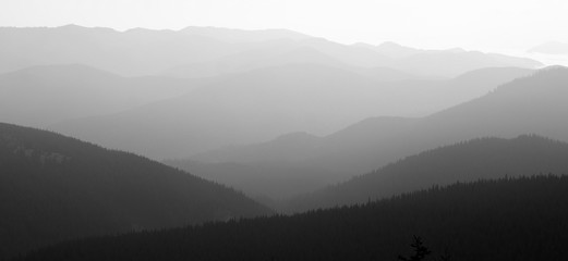Black and white Views of the Carpathian Mountains. Mount Goverla