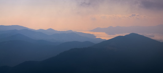 Fototapeta na wymiar Views of the Carpathian Mountains. Mount Goverla