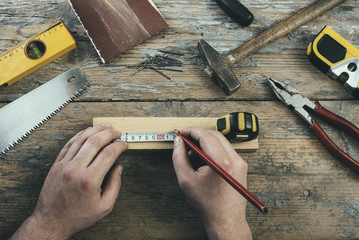 Carpenter with his tools