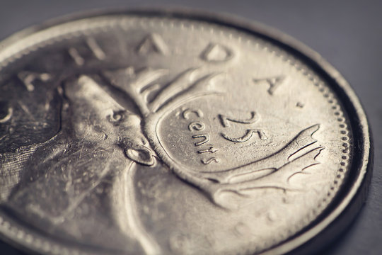 Close up of Canadian quarter