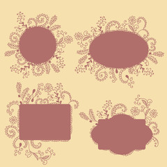 Collection of frames with hand drown floral elements