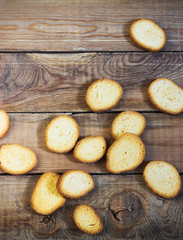 crackers on a dark wooden background