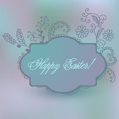 Colorful postcard for Easter with hand drown frame
