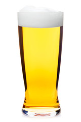 Tall glass of pilsner beer isolated