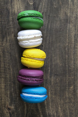macaroons on wooden table