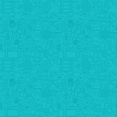 Thin Line Augmented Reality Mint Blue Seamless Pattern