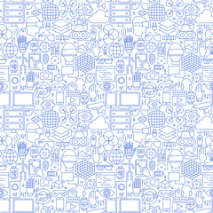 Thin Line Virtual Reality White Seamless Pattern