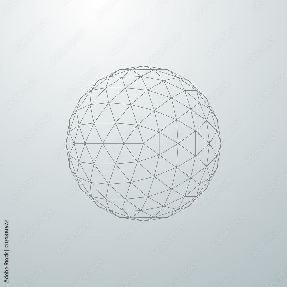 Poster 3d sphere with global line connections.