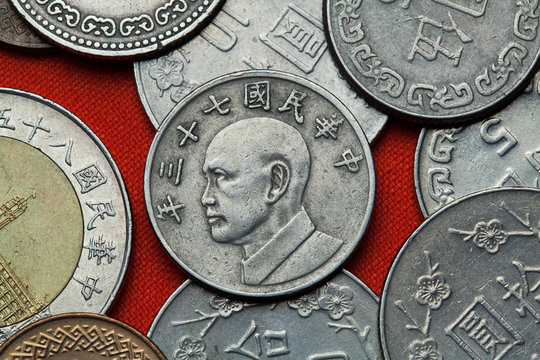 Coins of Taiwan. Taiwan president Chiang Kai-shek