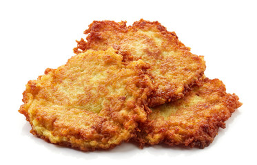 potato pancakes on white background
