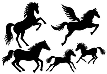 Horse silhouettes, vector