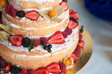 Sweet cake with fresh fruit