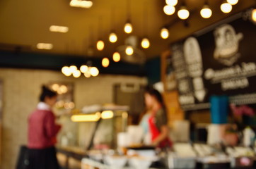 blurred background of restaurant with people