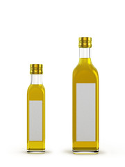 lighter glass bottles for olive oil of different sizes isolated