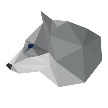Abstract polygonal geometric triangle wolf head isolated on whit