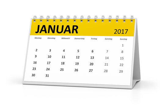 German Language Table Calendar 2017 January