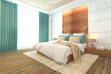 Wooden bedroom interior modern design