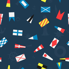 vector seamless pattern of the nautical flags © chocolatefather