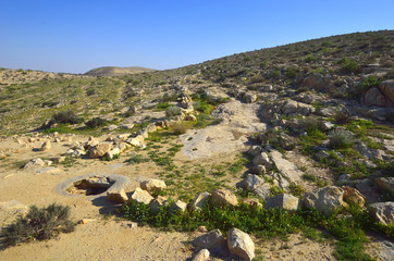 Fototapeta na wymiar Nabatean well for rainwater