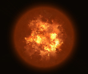 Obraz na płótnie Canvas bright explosion flash planet on black backgrounds
