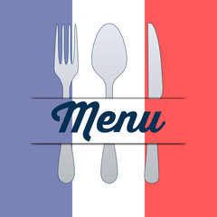 Icono plano Menu con sombra sobre bandera de Francia #1