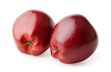 Fresh red apples isolated on white background