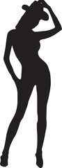 Sexy Nude Woman in Hat Silhouette. Vector Illustration
