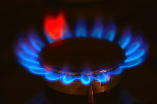 Gas burning on the stove