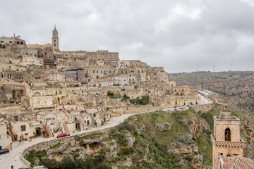 Obraz premium UNESCO Matera panoramic day view, Basilicata, Italy. Sassi di Matera